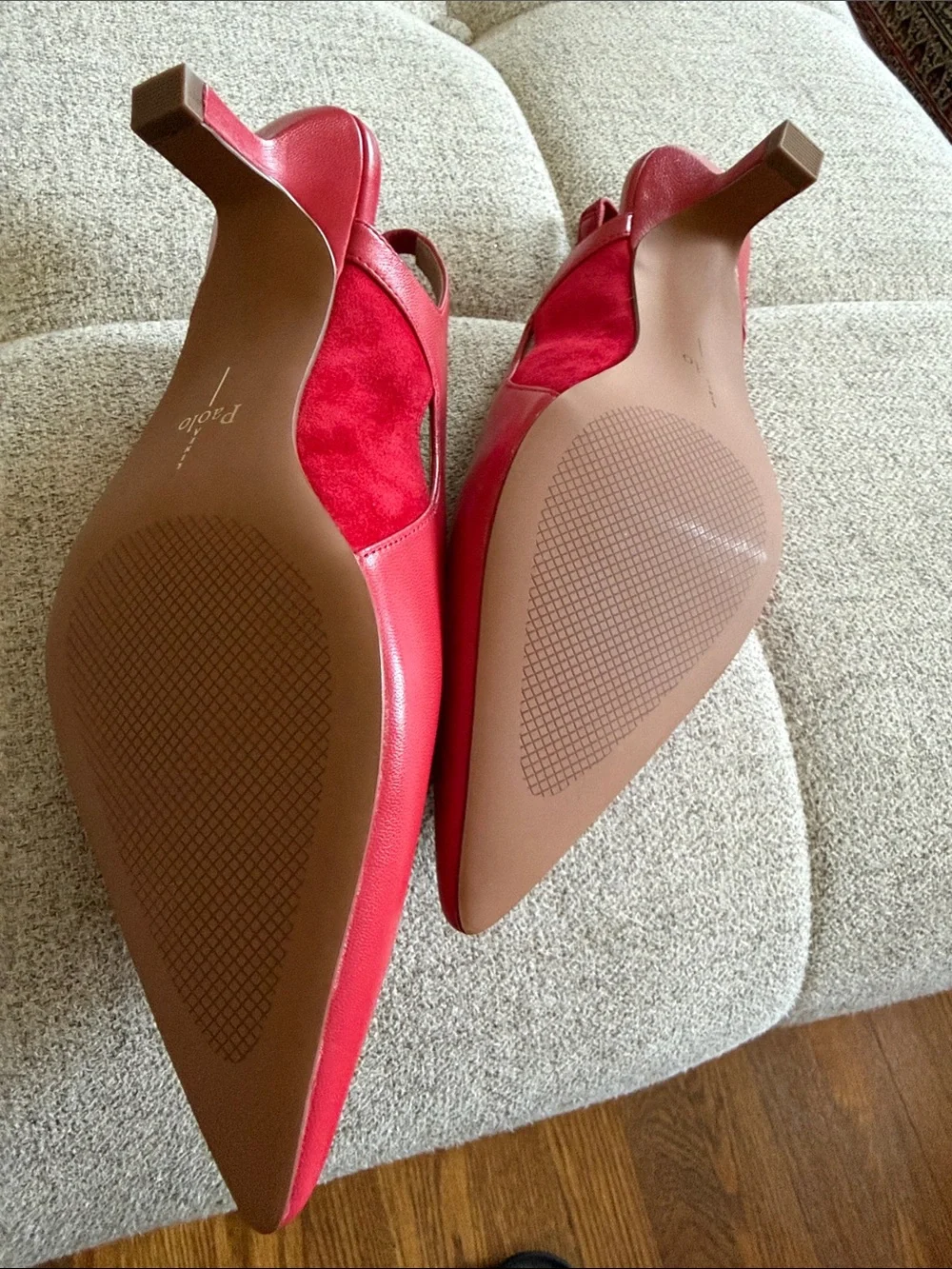 Linea Paolo Corley Pointed Toe Slingback Kitten Heel Pumps Red 8.5 9.5